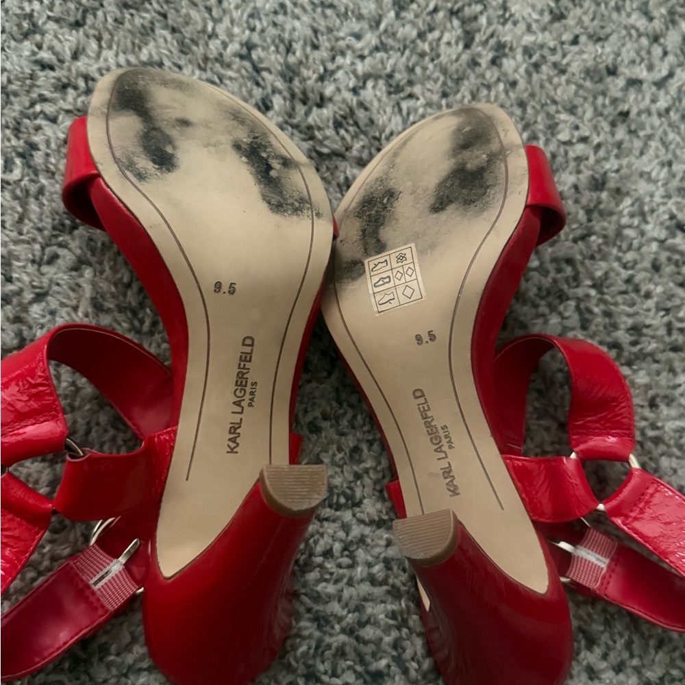Karl Lagerfeld Red High Heeled Sandals - size 9.5 - Picture 7 of 8